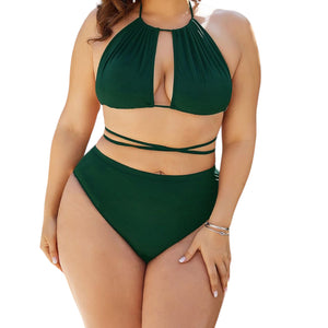 Aruba Plus Size Cutout Tied Backless Bikini Set