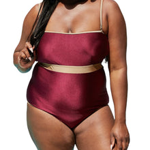 Load image into Gallery viewer, Zanzibar Contrast Trim One-Piece in Wine (mommy &amp; me)
