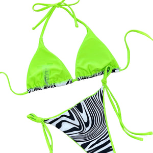 Neon Zebra Print Bikini Set