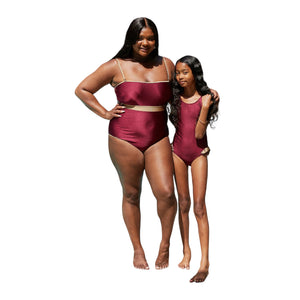 Zanzibar Contrast Trim One-Piece in Wine (mommy & me)