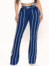 Load image into Gallery viewer, Mila Striped Raw Hem Jeans
