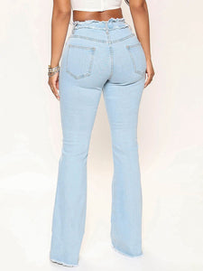 Mila Striped Raw Hem Jeans