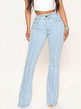 Load image into Gallery viewer, Mila Striped Raw Hem Jeans
