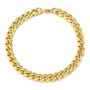 7MM CURBED CUBAN LINK BRACELET - GOLD